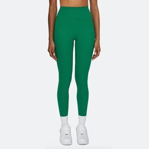 Set Active SportBody Leggings Palm High Rise Full Length Green Smooth sz Large